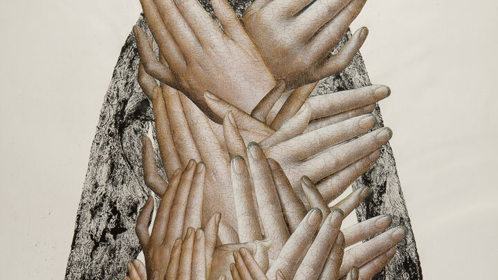 Leslie Fry. Panoply. 2018. Collage on monotype. 40” x 26”